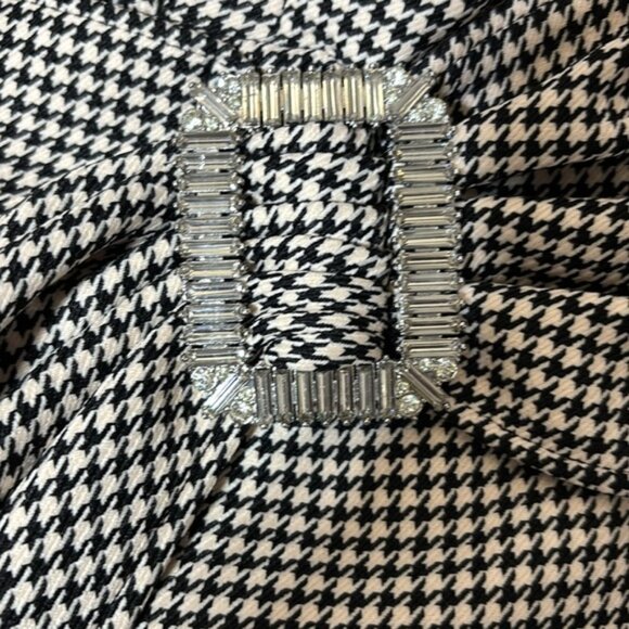 Zara Women's Black White Houndstooth Blazer Dress Small Faux Belt Office Classic - Picture 11 of 11